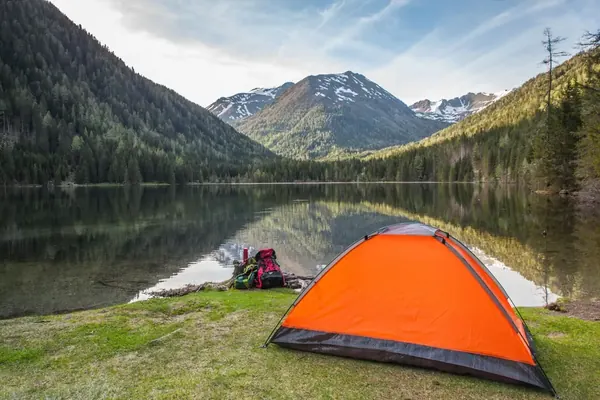 Camping beside a lake
